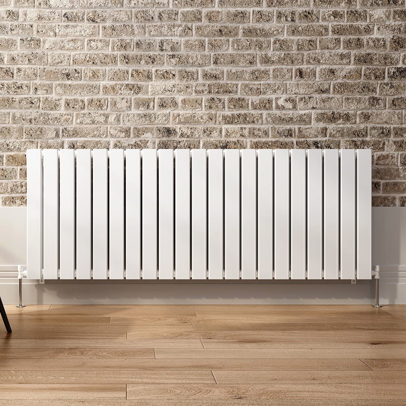iBathUK Apex Horizontal Single Panel Slim Flat Radiator, Wall Mounted Designer Radiator, High Heat Output, Matt White, 600mm x 1596mm