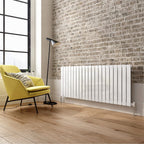 iBathUK Apex Horizontal Single Panel Slim Flat Radiator, Wall Mounted Designer Radiator, High Heat Output, Matt White, 600mm x 1596mm