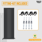 iBathUK Apex Vertical Double Panel Slim Flat Radiator, Wall Mounted Designer Radiator, High Heat Output, Matt Anthracite, 1600x608mm