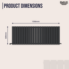 iBathUK Apex Horizontal Double Panel Slim Flat Radiator, Wall Mounted Designer Radiator, High Heat Output, Matt Anthracite, 600x1596mm