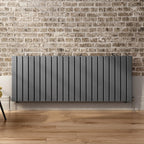 iBathUK Apex Horizontal Double Panel Slim Flat Radiator, Wall Mounted Designer Radiator, High Heat Output, Matt Anthracite, 600x1596mm
