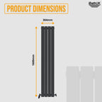 iBathUK Apex Vertical Double Panel Slim Flat Radiator, Designer Slim Radiator