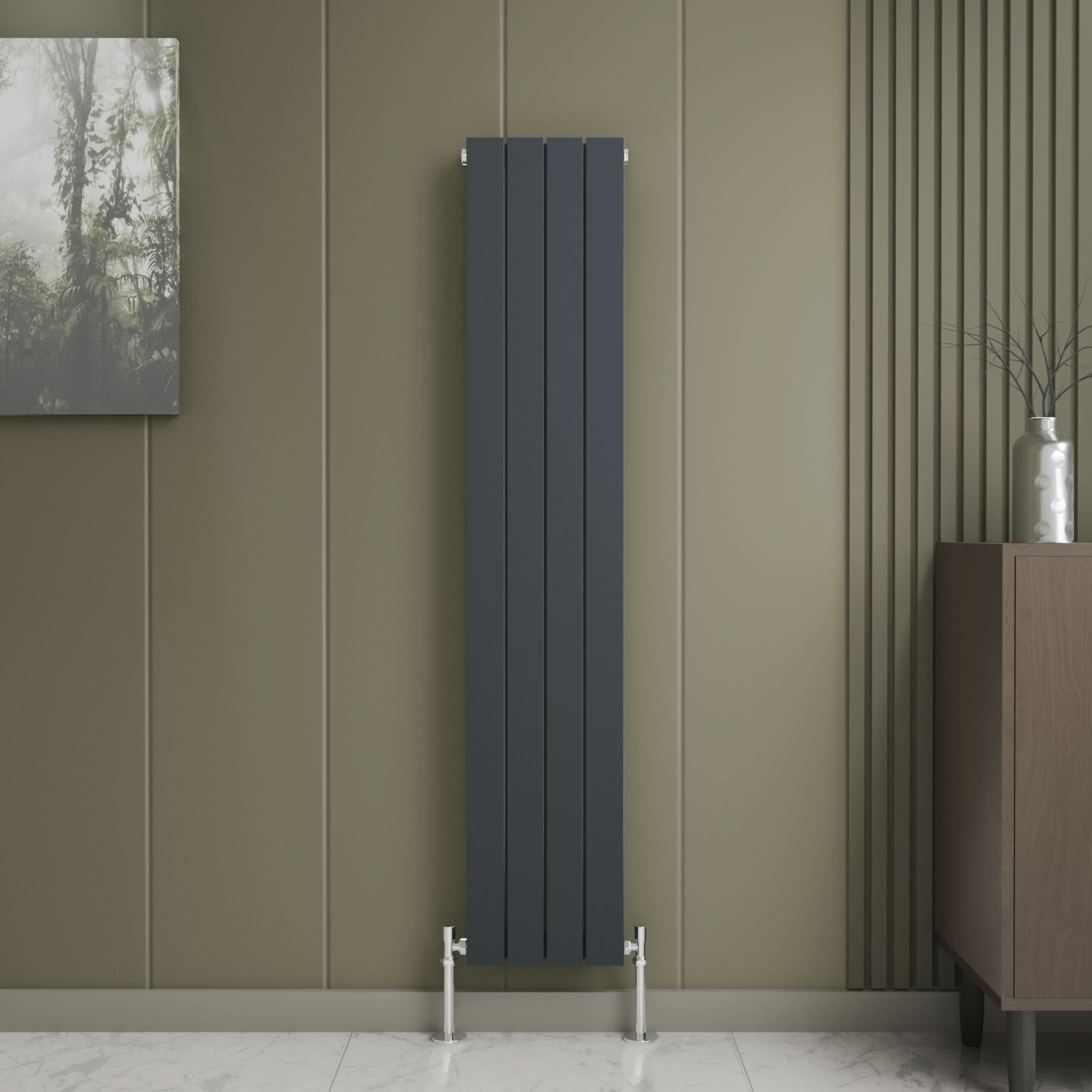 iBathUK Apex Vertical Double Panel Slim Flat Radiator, Designer Slim Radiator