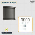 Helena Traditional Horizontal Column Radiator - Raw Metal