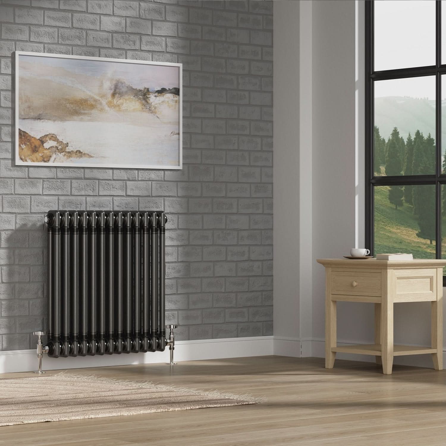 Helena Traditional Horizontal Column Radiator - Raw Metal