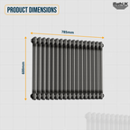 iBathUK Regency Horizontal Traditional Wall Mounted 2 Column High Heat Hydronic Gloss Raw Metal 600x785mm