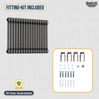 iBathUK Regency Horizontal Traditional Wall Mounted 2 Column High Heat Hydronic Gloss Raw Metal 600x785mm