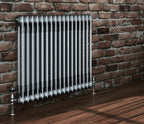 iBathUK Regency Horizontal Traditional Wall Mounted 2 Column High Heat Hydronic Gloss Raw Metal 600x785mm