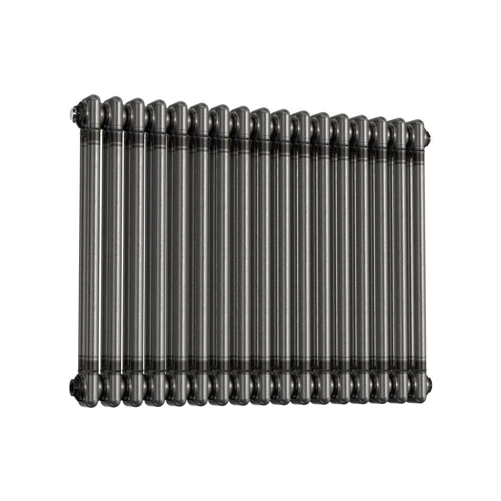 iBathUK Regency Horizontal Traditional Wall Mounted 2 Column High Heat Hydronic Gloss Raw Metal 600x785mm