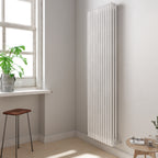 iBathUK Regency Vertical White Traditional 3 Column Radiator, High Output Hydronic Central Heating Gloss White 1800x560mm
