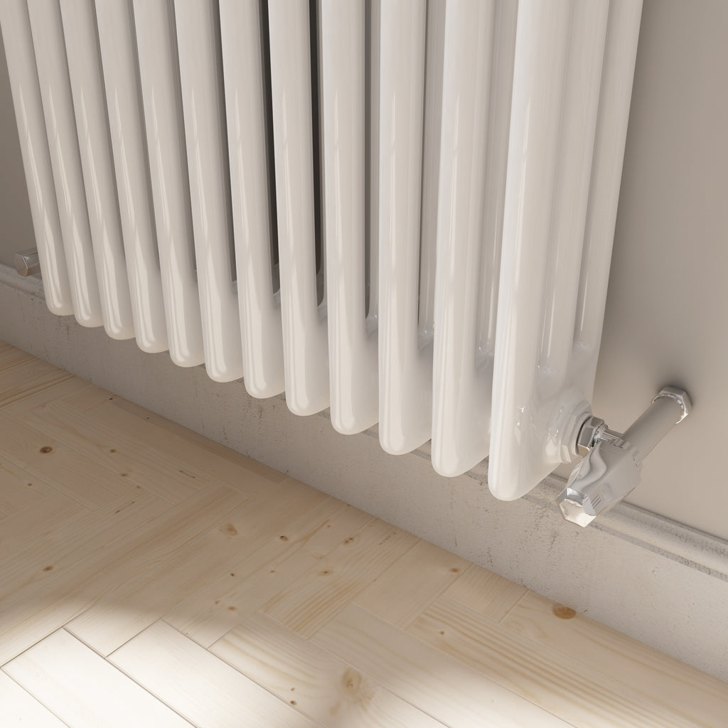 iBathUK Regency Vertical White Traditional 3 Column Radiator, High Output Hydronic Central Heating Gloss White 1800x560mm