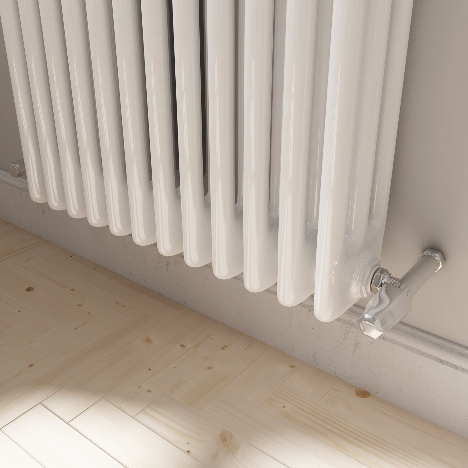 iBathUK Regency Vertical White Traditional 3 Column Radiator, High Output Hydronic Central Heating Gloss White 1800x560mm