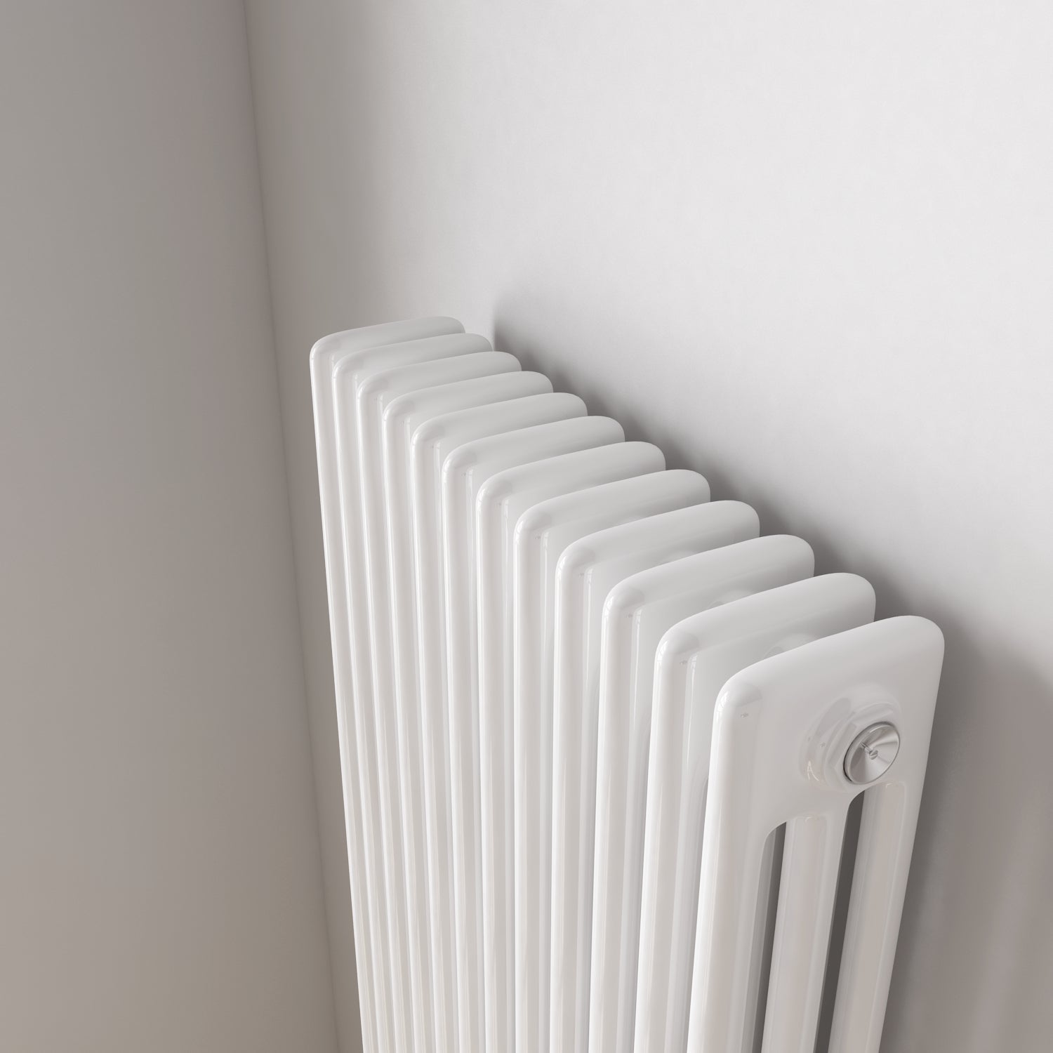 iBathUK Regency Vertical White Traditional 3 Column Radiator, High Output Hydronic Central Heating Gloss White 1800x560mm