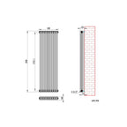 iBathUK Regency Vertical White Traditional 3 Column Radiator, High Output Hydronic Central Heating Gloss White 1800x560mm