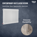 iBathUK Regency Horizontal White Traditional 2 Column Radiator, High Output Hydronic Heating Gloss White 600x785mm
