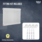 iBathUK Regency Horizontal White Traditional 2 Column Radiator, High Output Hydronic Heating Gloss White 600x785mm