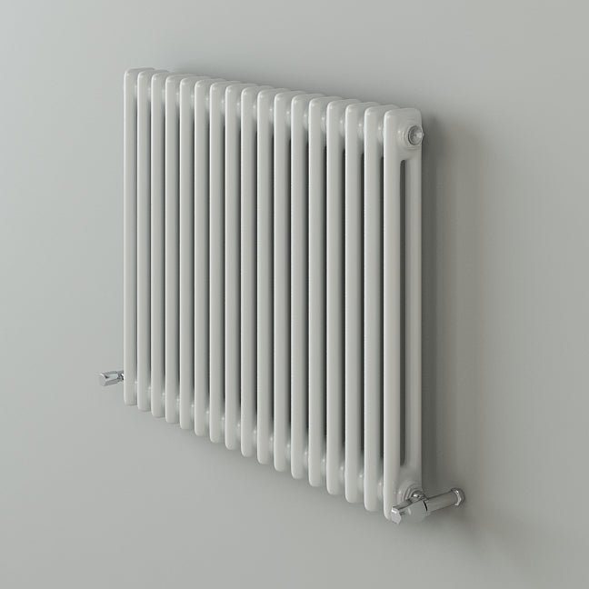 iBathUK Regency Horizontal White Traditional 2 Column Radiator, High Output Hydronic Heating Gloss White 600x785mm