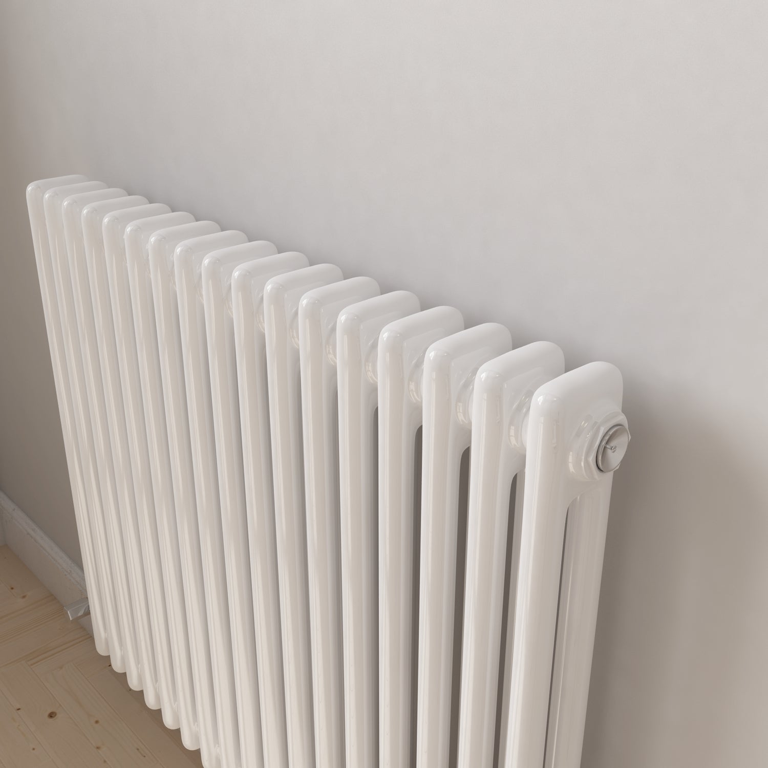 iBathUK Regency Horizontal White Traditional 2 Column Radiator, High Output Hydronic Heating Gloss White 600x785mm