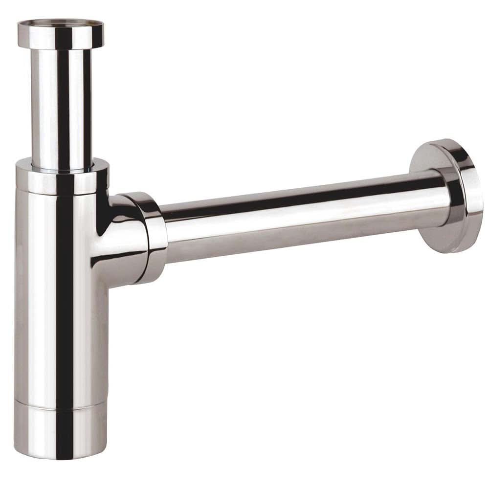 iBathUK Trapure Modern Round Solid Brass Basin Bottle Waste Trap, Sleek Chrome Sink Drain Kit