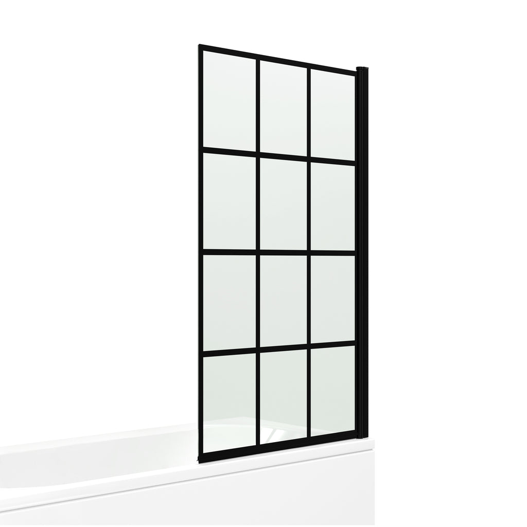 Black Crittall Bath Screen Designer Shower Enclosure 800 x 1400 mm