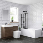 Black Crittall Bath Screen Designer Shower Enclosure 800 x 1400 mm