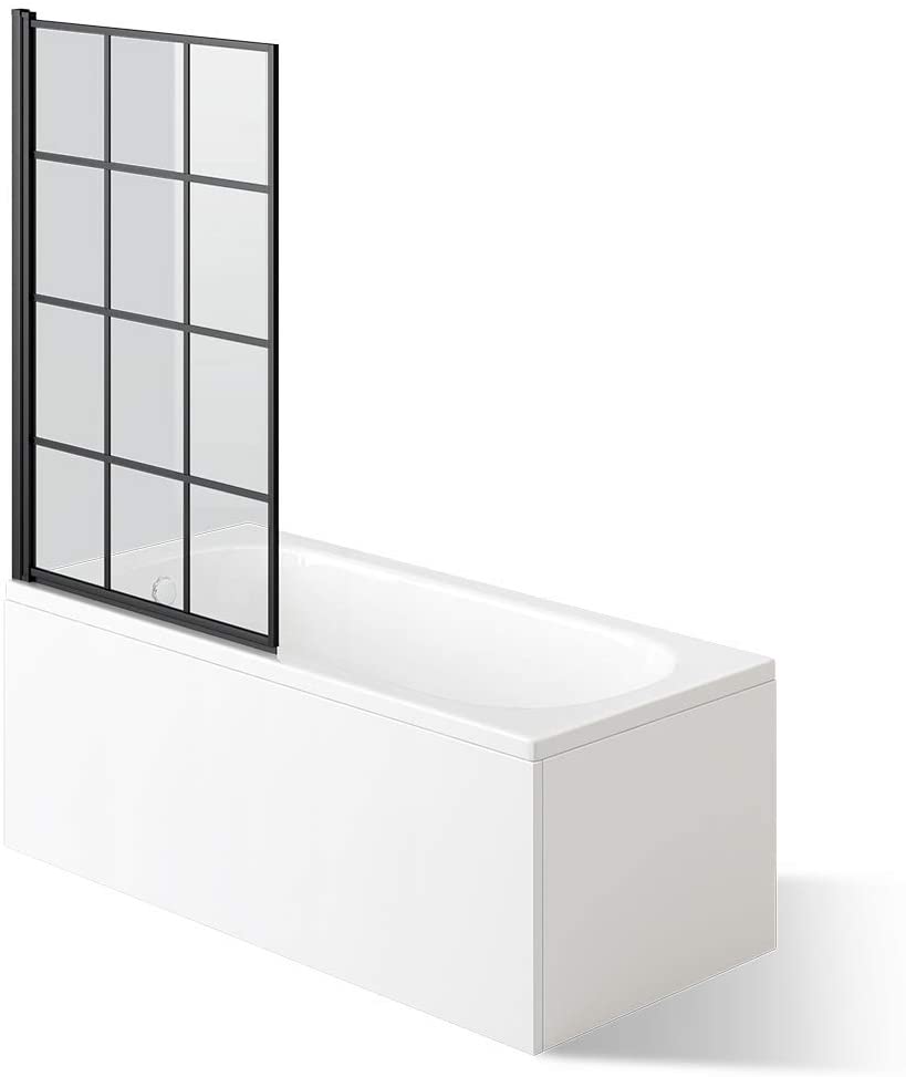 Black Crittall Bath Screen Designer Shower Enclosure 800 x 1400 mm
