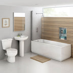 iBathUK Visra Modern Pivot Bath Shower Glass Screen, Reversible Clear Glass Door Panel, Bath Shower Screen, 800mm