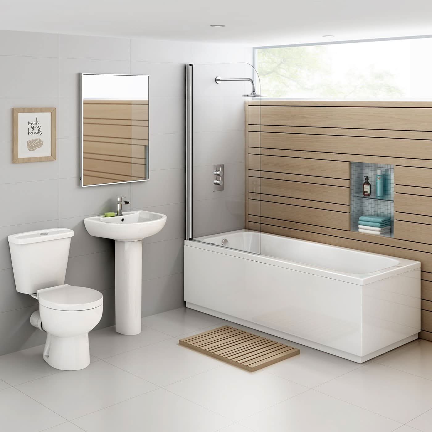 iBathUK Visra Modern Pivot Bath Shower Glass Screen, Reversible Clear Glass Door Panel, Bath Shower Screen, 800mm