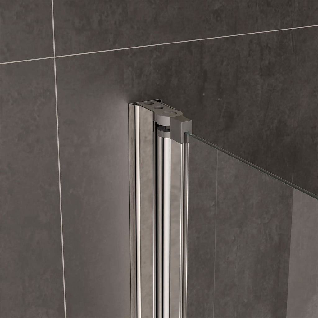 iBathUK Visra Modern Pivot Bath Shower Glass Screen, Reversible Clear Glass Door Panel, Bath Shower Screen, 800mm
