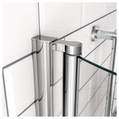 iBathUK Elantia Left Hand P-Shaped Shower Bath, 6mm Glass Screen, Chrome Rail & Front Panel Included, P Shaped Bathtub Panel, 1500x800mm