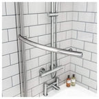 iBathUK Elantia Left Hand P-Shaped Shower Bath, 6mm Glass Screen, Chrome Rail & Front Panel Included, P Shaped Bathtub Panel, 1500x800mm