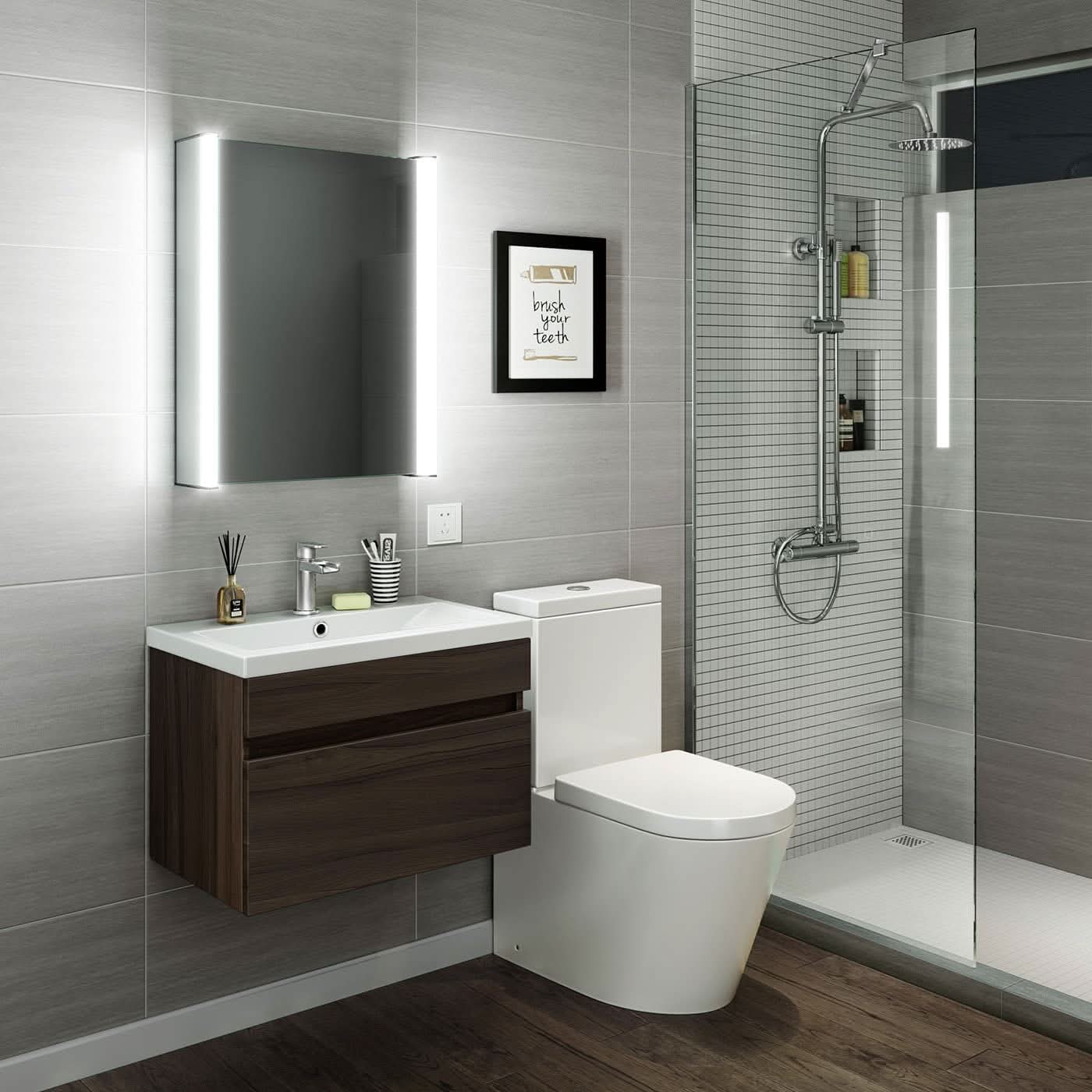 iBathUK Revere LED Bathroom Cabinet, Illuminated Mirror with Bluetooth Speakers & Shaver Socket, Bathroom Mirror Cabinet, 500 x 650mm