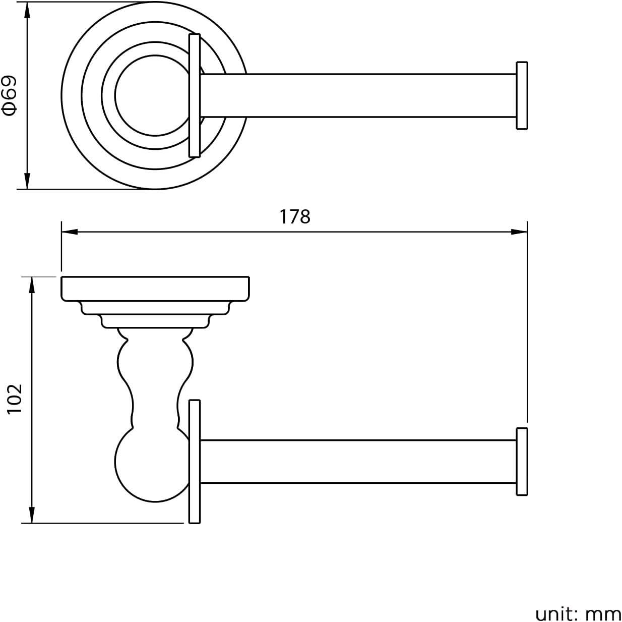iBathUK Ardent Traditional Bathroom Accessory Set, Chrome Towel Ring & Toilet Roll Holder Wall Mounted Classic 2 Piece Kit