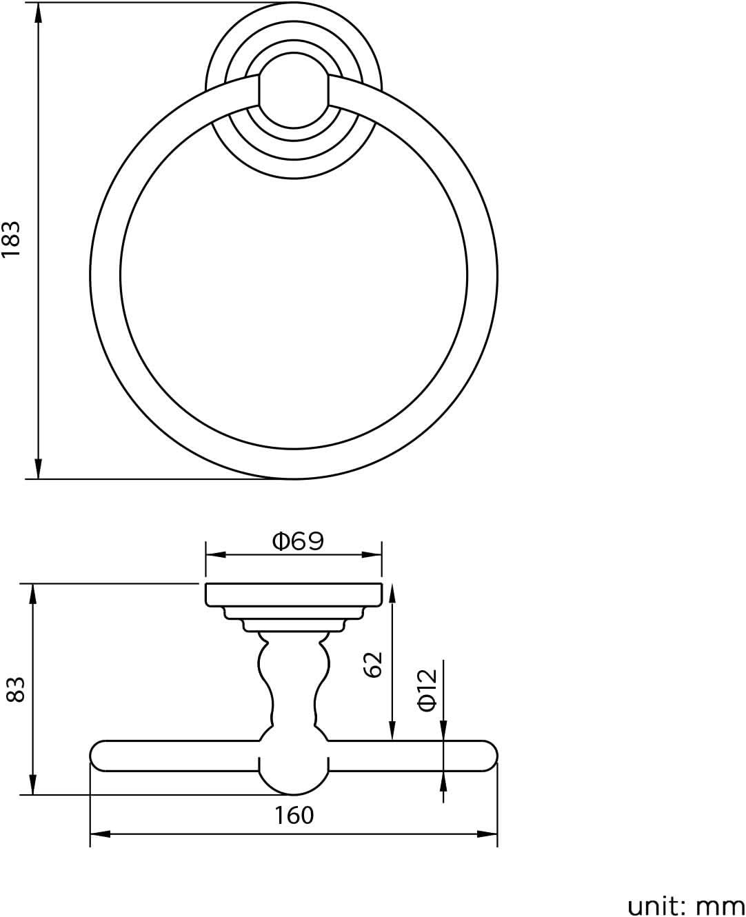 iBathUK Ardent Traditional Bathroom Accessory Set, Chrome Towel Ring & Toilet Roll Holder Wall Mounted Classic 2 Piece Kit