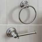 iBathUK Ardent Traditional Bathroom Accessory Set, Chrome Towel Ring & Toilet Roll Holder Wall Mounted Classic 2 Piece Kit