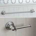 iBathUK Ardent Traditional Bathroom Accessory Set, Chrome Towel Rail & Toilet Roll Holder Wall Mounted 2 Piece Classic Set