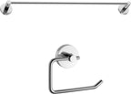 iBathUK Lumo Designer Bathroom Accessory Set, Chrome Wall Mounted Towel Rail & Toilet Roll Holder for Stylish Modern Bathrooms