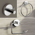 iBathUK Lumo Designer Bathroom Accessory Set, Chrome Towel Ring, Robe Hook & Toilet Roll Holder for Modern Bathrooms
