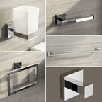iBathUK Vanta Modern Chrome Square Bathroom Accessory Set, 5 Piece Wall Mounted Complete Kit for Contemporary Bathrooms