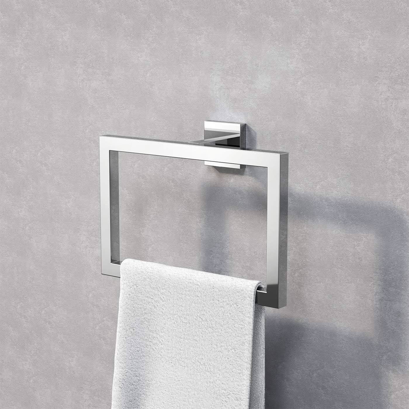 iBathUK Vanta Modern Bathroom Accessory Set, Chrome Towel Ring & Toilet Roll Holder 2 Piece Wall Mounted Set