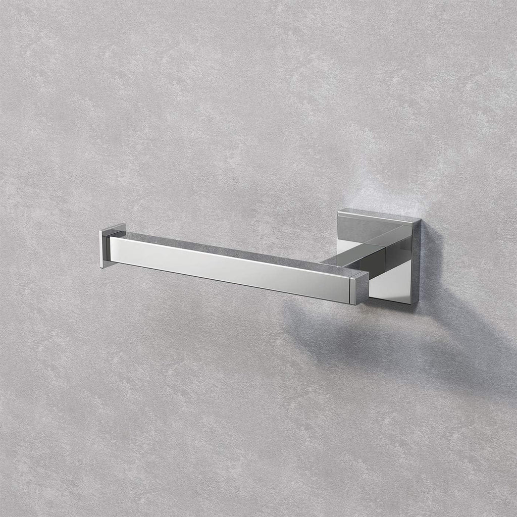 iBathUK Vanta Modern Bathroom Accessory Set, Chrome Towel Ring & Toilet Roll Holder 2 Piece Wall Mounted Set