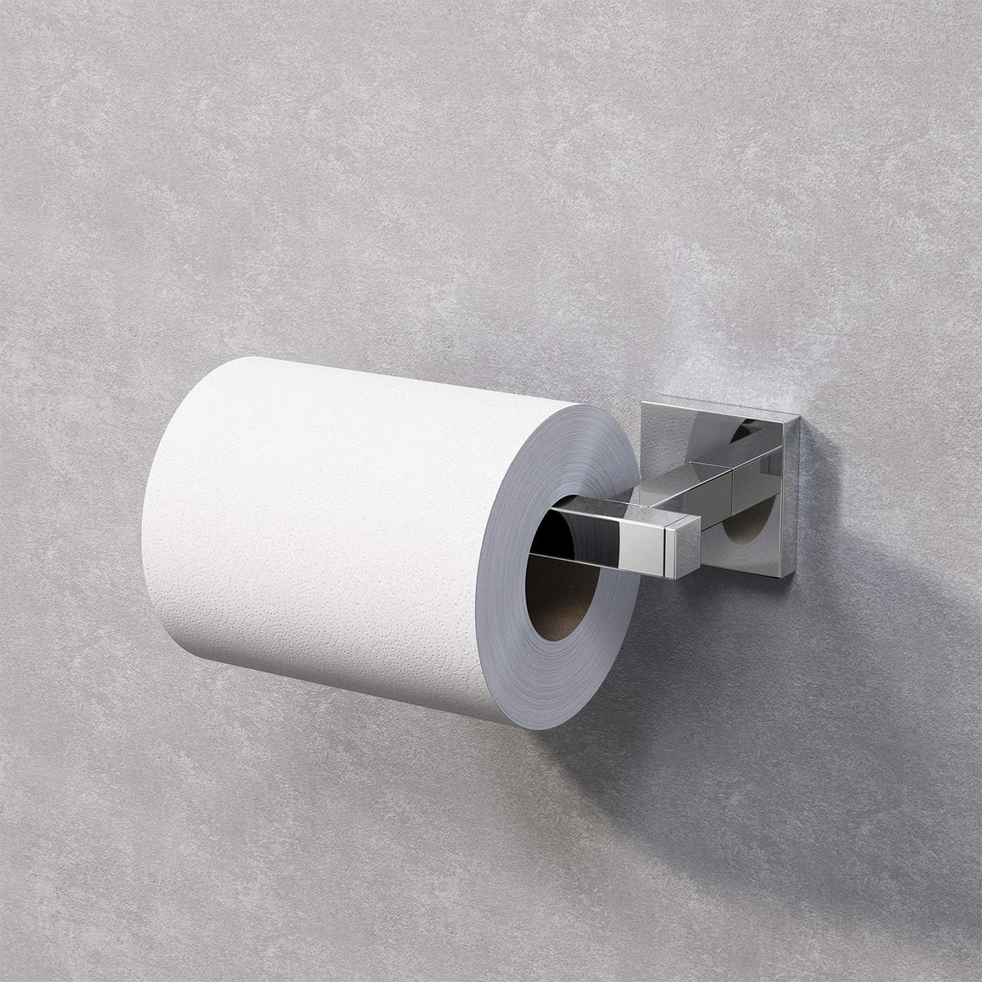 iBathUK Vanta Modern Bathroom Accessory Set, Chrome Towel Ring & Toilet Roll Holder 2 Piece Wall Mounted Set