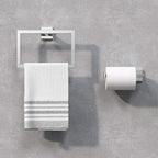 iBathUK Vanta Modern Bathroom Accessory Set, Chrome Towel Ring & Toilet Roll Holder 2 Piece Wall Mounted Set