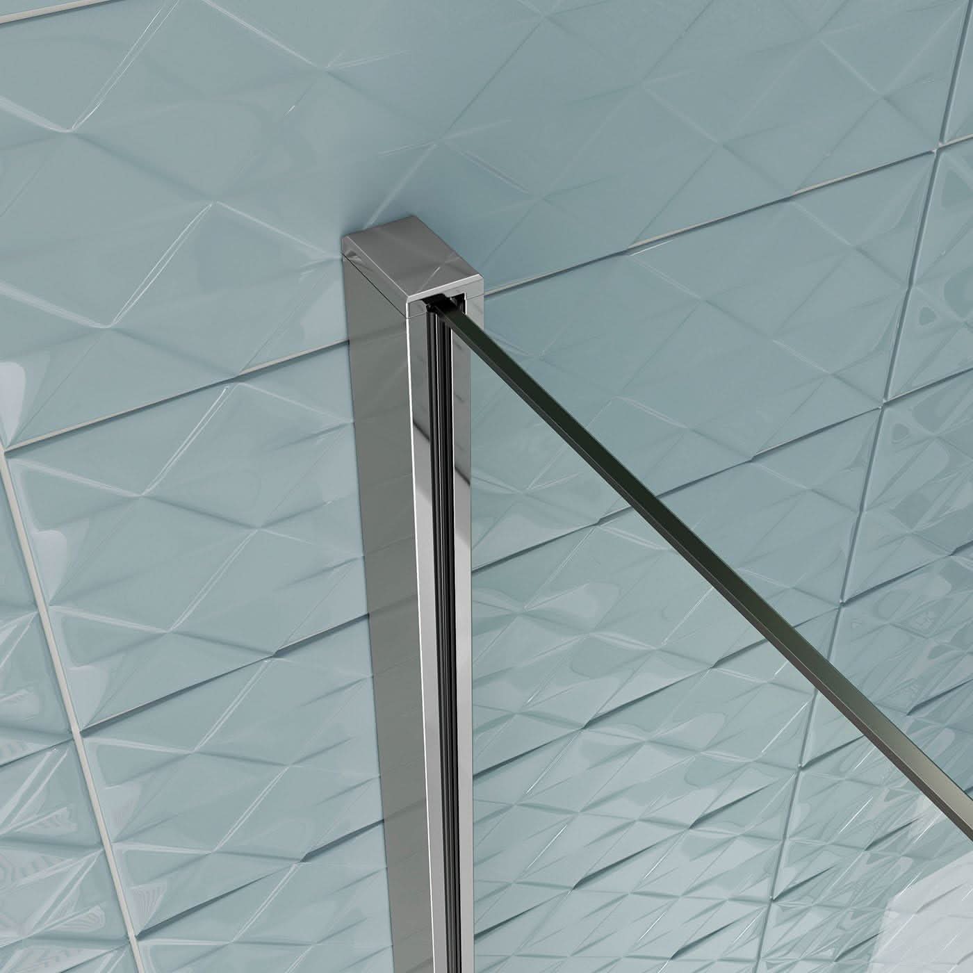 iBathUK Axis Left Hand L-Shaped Shower Bath, Includes Glass Screen, Rail & Front Panel, Modern Space-Saving L Shaped Bath Screen, 1700mm