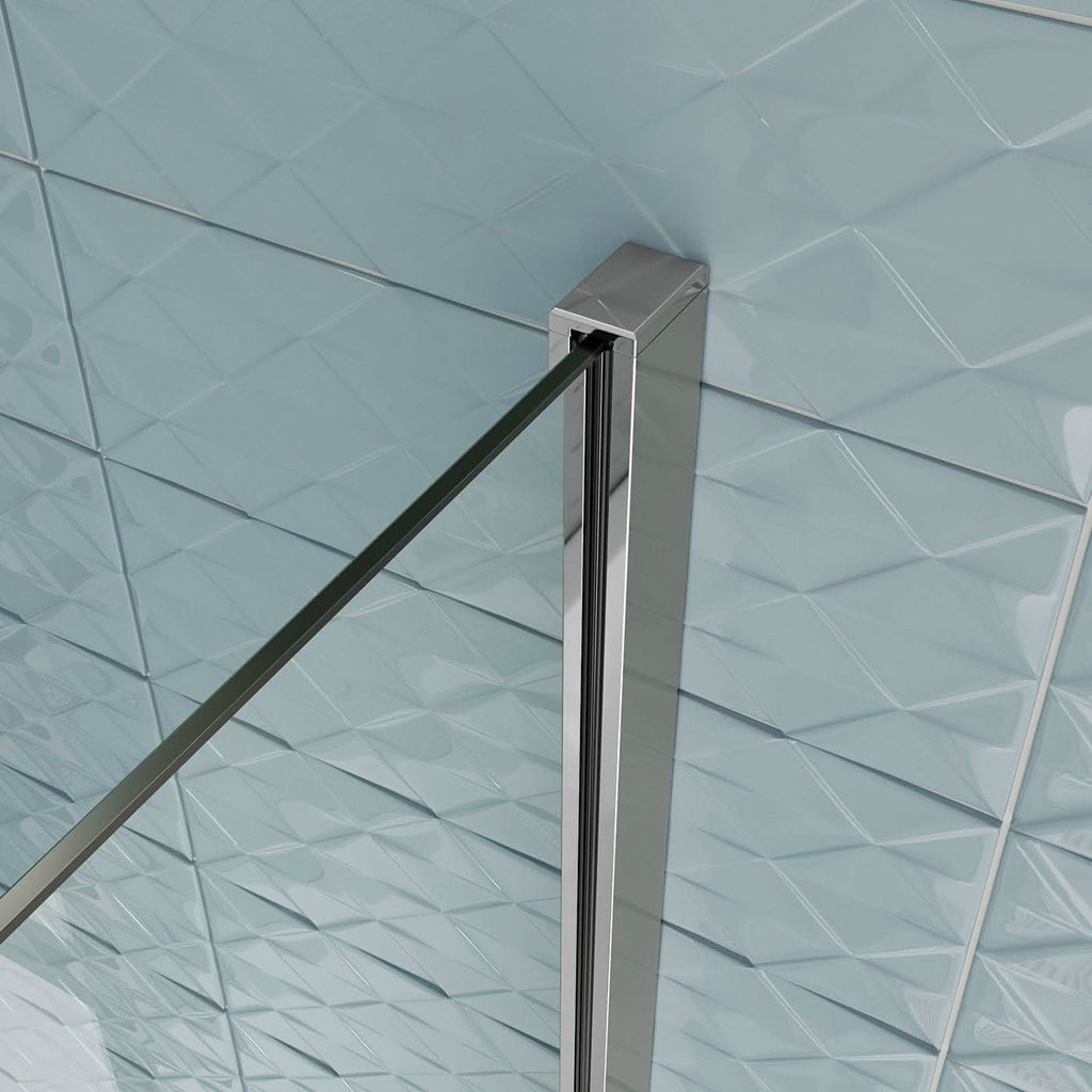 iBathUK Axis Right Hand L-Shaped Shower Bath, Includes Glass Screen, Rail & Front Panel, Modern Space-Saving L Shaped Bath Screen, 1700mm