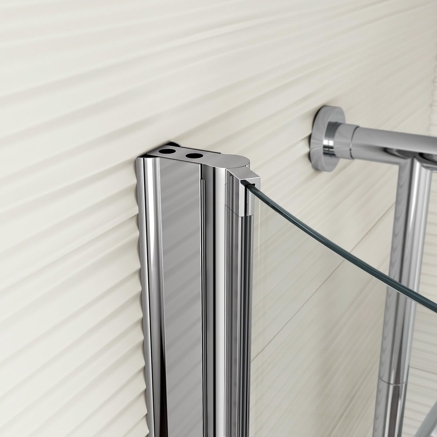 iBathUK Strux Left Hand P-Shaped Shower Bath with Screen, Rail & Front Panel, Modern P Shaped Bath with Screen, 1700 x 850mm