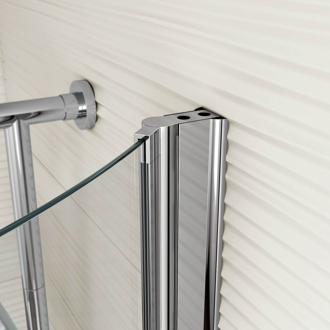 iBathUK Strux Right Hand P-Shaped Shower Bath with Screen, Rail & Front Panel, Modern P Shaped Bath with Screen, 1700 x 850mm