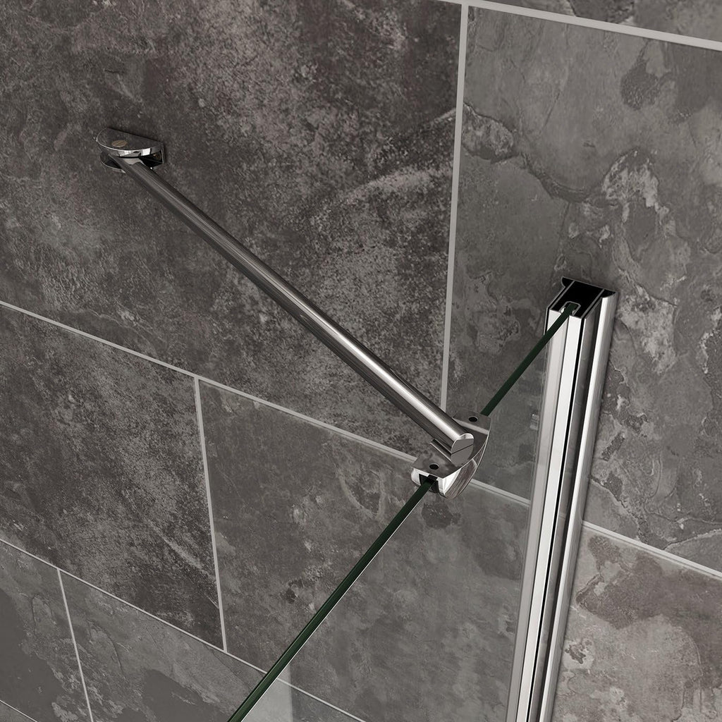 iBathUK Strux Right Hand L-Shaped Shower Bath, Modern Acrylic Bath with Toughened Glass Screen Included, P Shaped Bath with Screen, 1700 x 850mm