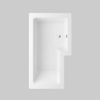 iBathUK Velza Right Hand L-Shaped Shower Bath, Straight Acrylic Bathtub with Toughened Glass Shower Screen, L Shaped Bath Screen, 1500mm