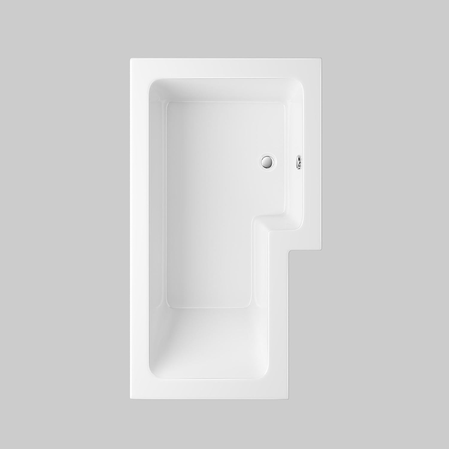 iBathUK Velza Right Hand L-Shaped Shower Bath, Straight Acrylic Bathtub with Toughened Glass Shower Screen, L Shaped Bath Screen, 1500mm